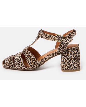 Esska Jenny Leopard Print Suede Strappy Heeled Sandals, Size 3 - Brown