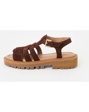 Oliver Bonas Chocolate Suede Chunky Fisherman Sandals, Size 3 - Brown