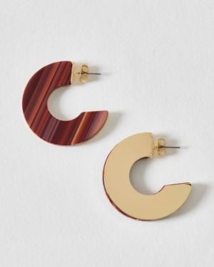 Oliver Bonas Kiera Stripe Resin Hoop Earrings - Metallic