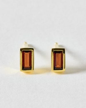 Oliver Bonas Selene Stone Stud Earrings - Brown