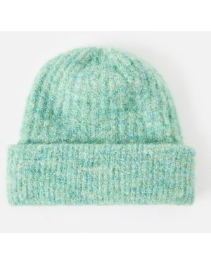 Oliver Bonas Marl Ribbed Knitted Beanie Hat - Green