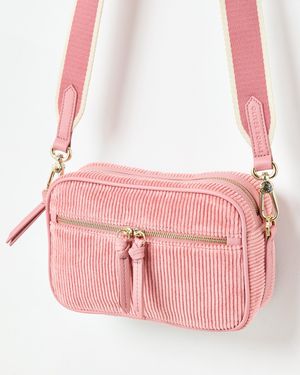 Oliver Bonas Nora Corduroy Zip Front Crossbody Bag - Pink