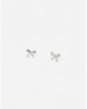 Oliver Bonas Paloma Sterling Mini Bow Earrings - White