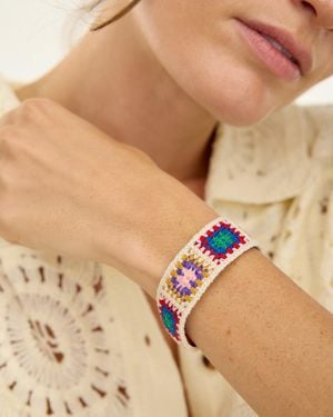 Oliver Bonas Jamie Coloured Crochet Bracelet - White