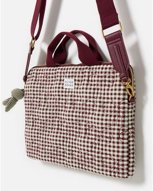 Oliver Bonas Bree Burgundy & Green Gingham Crossbody Laptop Bag - Red