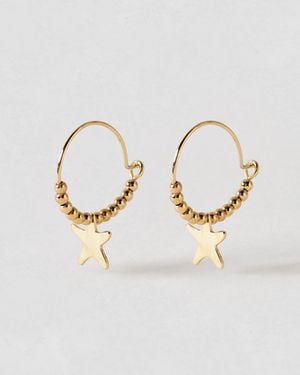 Oliver Bonas Hennie Starfish Charm Wire Hoop Earrings - Metallic