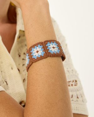 Oliver Bonas Alison Crochet Squares Bracelet - White