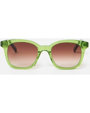 Oliver Bonas Crystal Square Acetate Sunglasses - Green