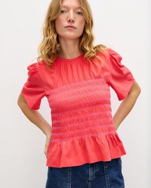 Oliver Bonas Shirred Bodice Cotton T-shirt, Size 6
