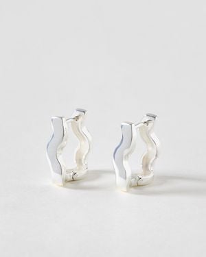 Oliver Bonas Echo Wavy Angular Clicker Hoop Earrings - White