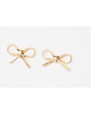 Oliver Bonas Poppy Tone Ribbon Bow Stud Earrings - White