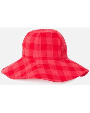 Oliver Bonas Checked Large Floppy Bucket Hat - Pink