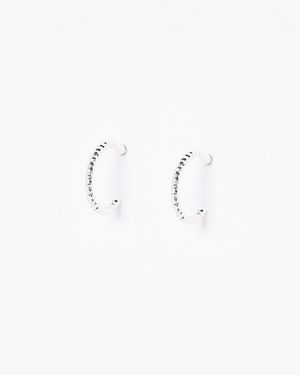 Oliver Bonas Nia Silver Nugget Beaded Hoop Earrings Mini - Blue