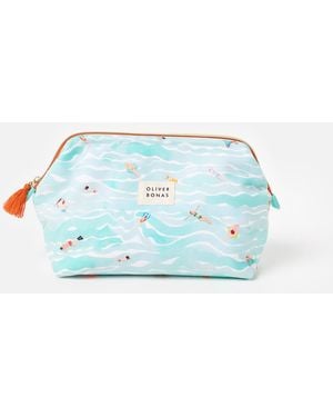 Oliver Bonas & Orange Swimmers Makeup Bag - Blue