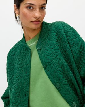 Oliver Bonas Quilted Sweatshirt Bomber Jacket, Size 8 - Green
