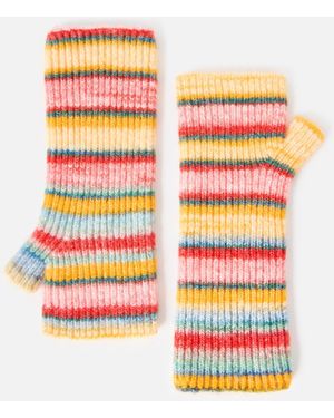 Oliver Bonas Multicoloured Striped Knitted Wrist Warmers - Pink