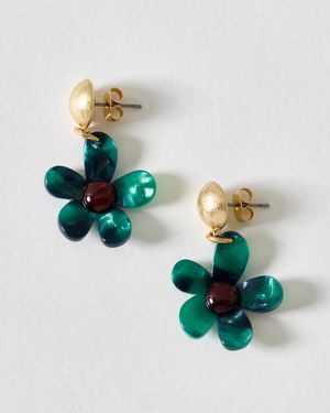 Oliver Bonas Phyllis Resin Flower Drop Earrings - Blue