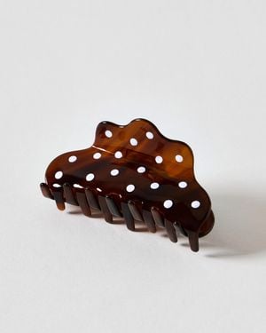 Oliver Bonas Wendy Polka Dot Resin Claw Clip - Brown