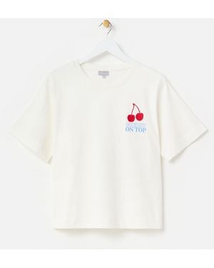 Oliver Bonas Cherry On Top Cotton Graphic T-shirt, Size 6 - White