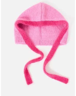 Oliver Bonas Fluffy Knitted Hood - Pink