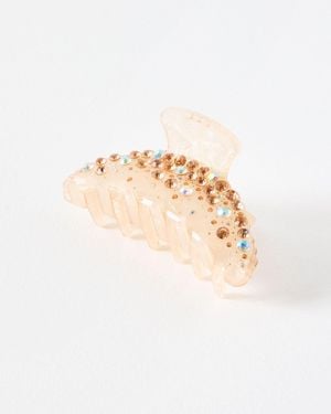 Oliver Bonas Zahara Pink & Rhinestone Claw Clip - White