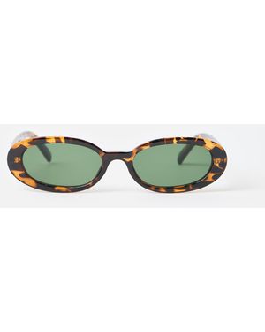 Oliver Bonas Faux Tortoiseshell Oval Sunglasses - Green