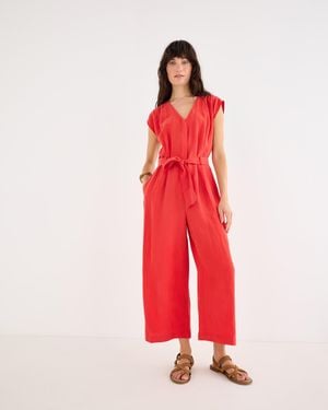 Oliver Bonas V-neck Gathered Shoulder Cropped Jumpsuit, Size 12