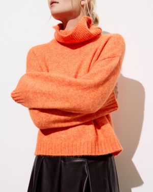 Oliver Bonas Roll Neck Knitted Jumper, Size 6 - Orange