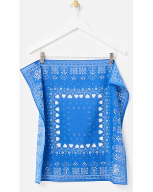 Oliver Bonas Heart Bandana Cotton Square Scarf - Blue