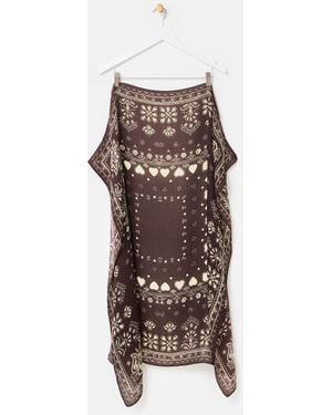 Oliver Bonas Chocolate & Butter Yellow Bandana Large Square Scarf - Brown