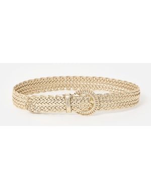 Oliver Bonas Metallic Braided Weave Jeans Belt, Size Medium - Natural