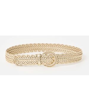 Oliver Bonas Metallic Braided Weave Jeans Belt, Size Small - Natural