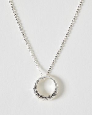 Oliver Bonas Delia Machine Textured Ring Charm Pendant Necklace - White