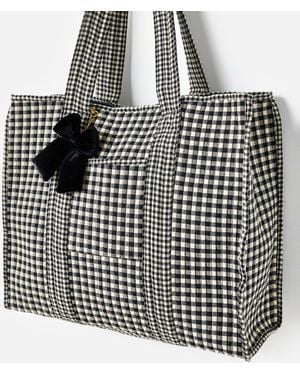 Oliver Bonas Gingham Fabric Tote Bag - Black
