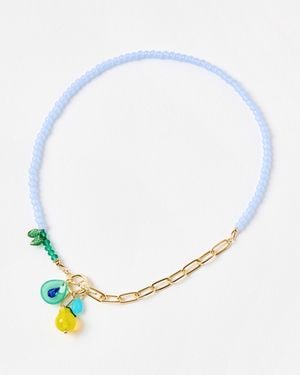Oliver Bonas Pia Pear Charm & Chain Pendant Necklace - Green