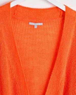 Oliver Bonas & Pink Metallic Contrast Trim Open Front Cardigan, Size 16 - Orange