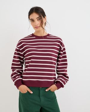 Oliver Bonas & White Striped Sweatshirt, Size 12 - Red