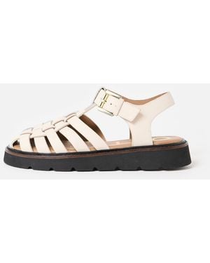 Oliver Bonas Ecru Leather Weave Fisherman Sandals, Size Uk 4 - White