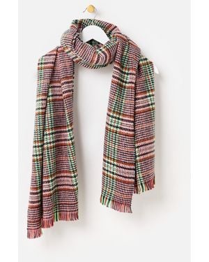 Oliver Bonas Pink & Green Tartan Midweight Scarf - Multicolour