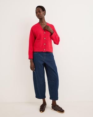 Oliver Bonas Dark Striped Barrel Leg Jeans, Size 10 - Red