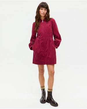 Oliver Bonas Berry Corduroy Zip Up Mini Shirt Dress, Size 6 - Red