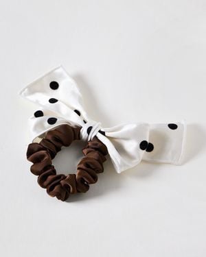 Oliver Bonas Rosita Polka Dot Bow Scrunchie - Metallic
