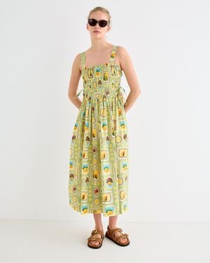 Oliver Bonas Fruit Postcard Print Strappy Midi Dress, Size 8 - Metallic