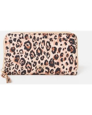 Oliver Bonas Maddie Leopard Print Zip Around Purse - White