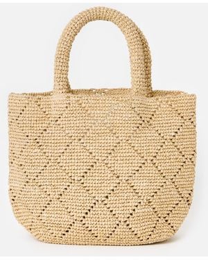 Oliver Bonas Cream Diamond Weave Mini Tote Bag - Natural