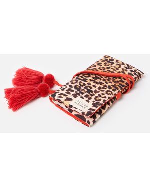 Oliver Bonas & Red Leopard Print Jewellery Roll