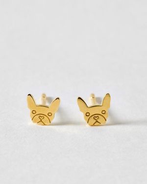 Oliver Bonas Lennie Bulldog Stud Earrings - Metallic
