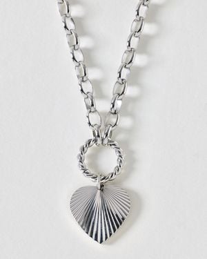 Oliver Bonas Louisa Heart Tone Waterproof Chain Necklace - White