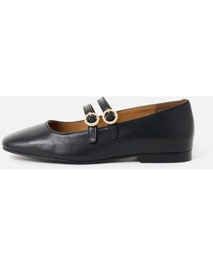 Oliver Bonas Mary Jane Double Buckle Pearl Leather Shoes, Size Uk 3 - White