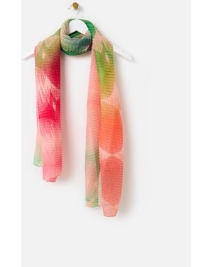 Oliver Bonas Rainbow Spot Pleated Lightweight Scarf - Red